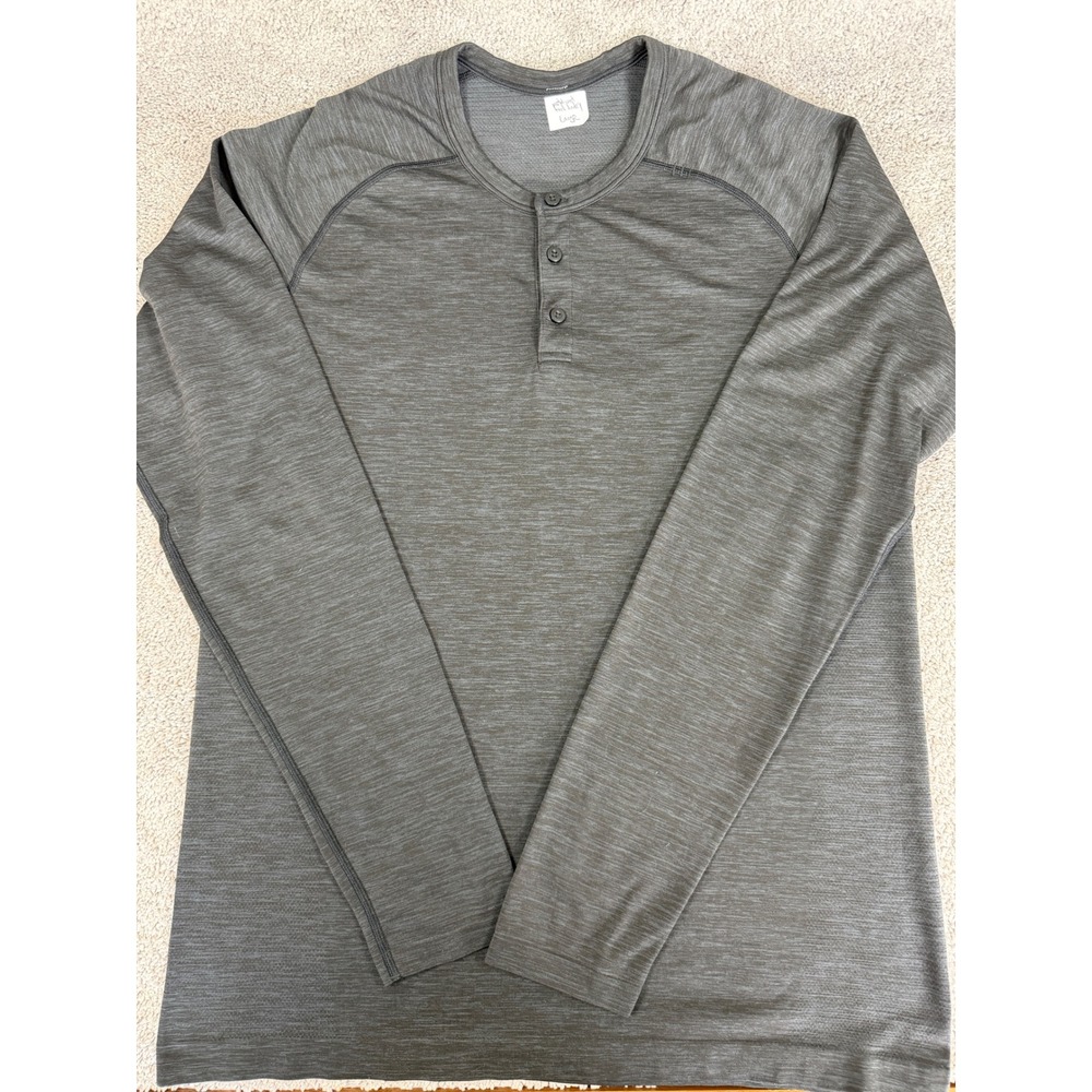 Lululemon Metal Vent Tech Henley Mens Large Gray Long Sleeve Training Shirt